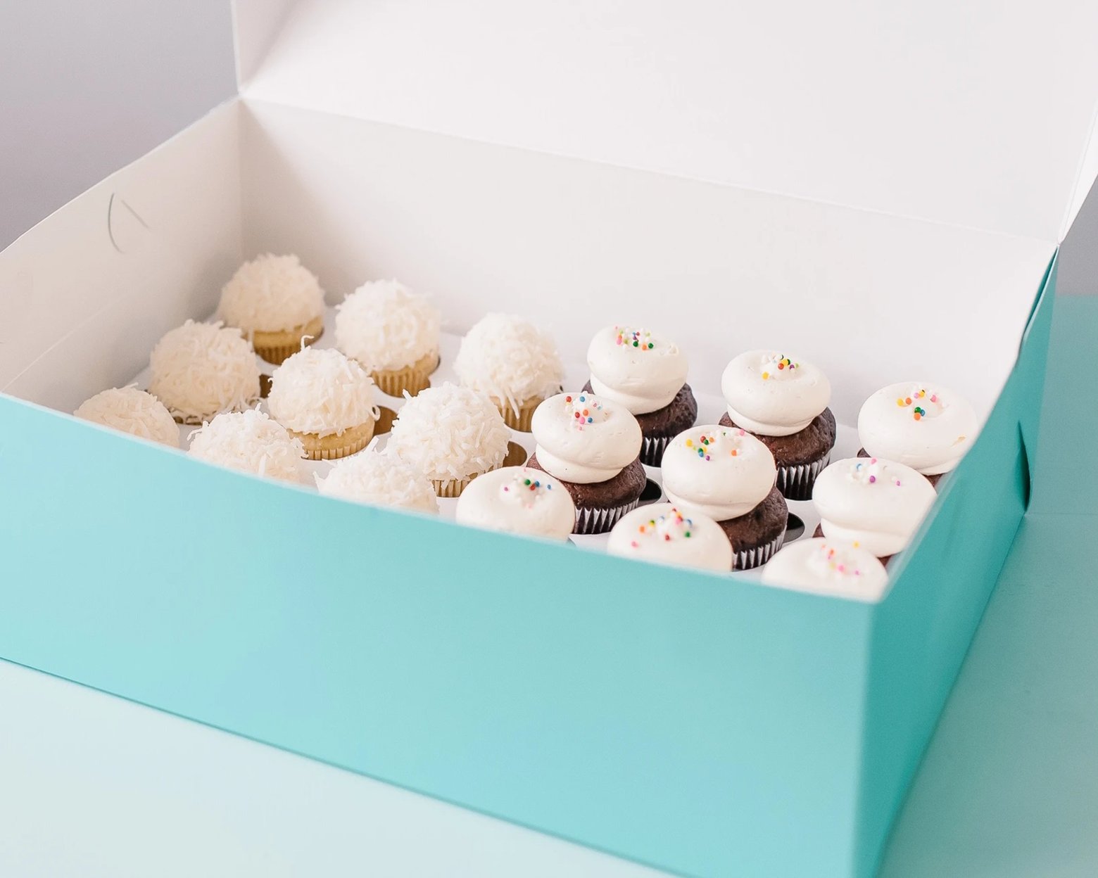 Box of mini cupcakes